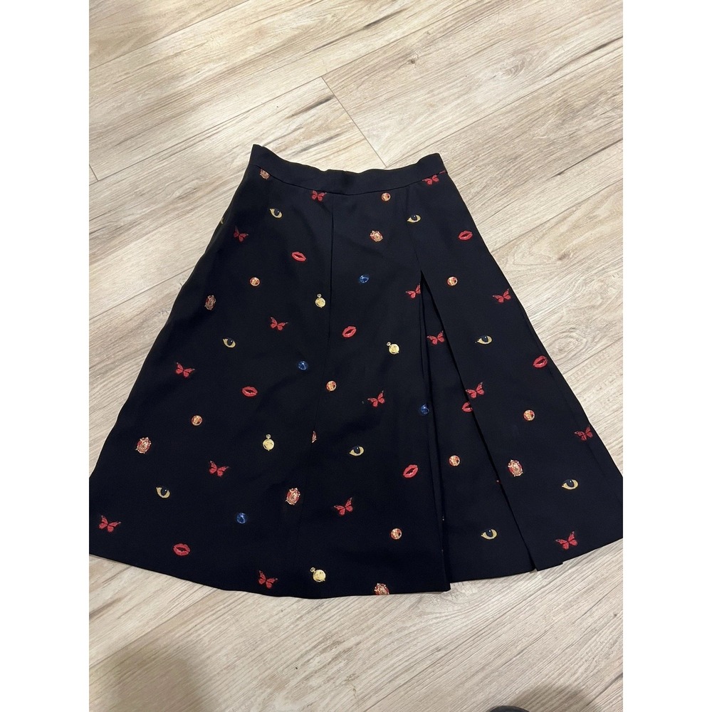 Alexander Mcqueen Black Butterfly Print Skirt Vtg New with tag